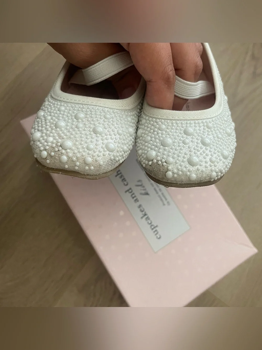 cupcakes & cashmere White Pearl-Accented Mary Jane Flats for Kids (5C)